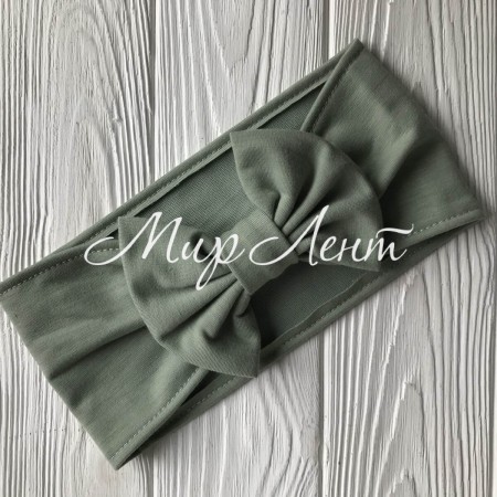 Пов'язка широка з бантом, 11 см, оливкова, шт.
