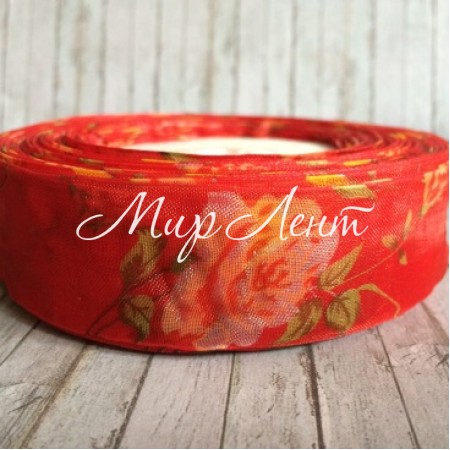 Органза троянда 2,5 см, червона