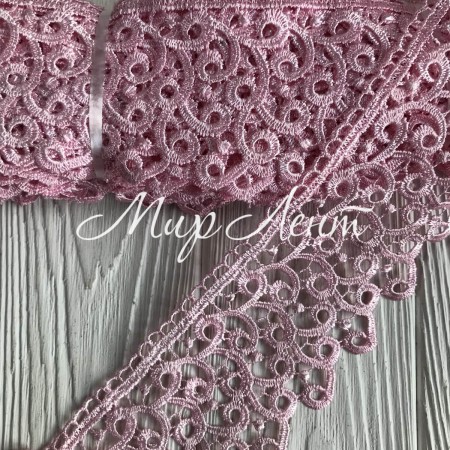 Мереживо макрамі "Сандра", 7,5 см, рожеве, метр