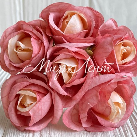 Мармурова троянда, 4,5 см, коралова, пучок