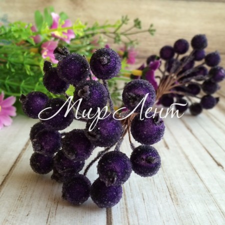 Ягідки в цукрі, 11 мм, темно-фіолетові.