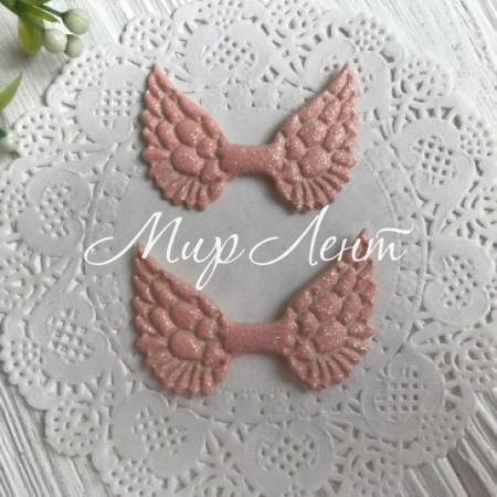 Аплікація крильця з глітером, 4,8 х3, 5 см, персиковий, шт.