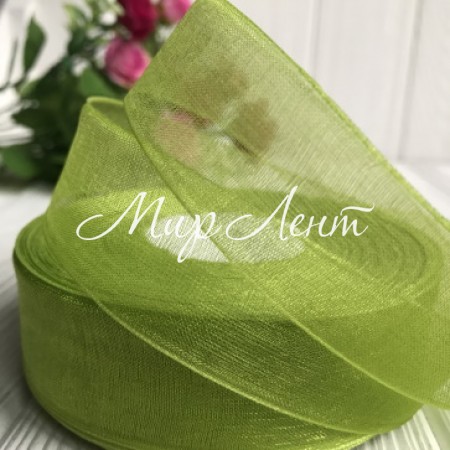 Органза 2,5 см, оливковый, метр