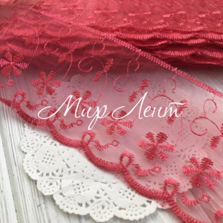 Мереживо органзове Беатріс, 8 см, червоне, метр