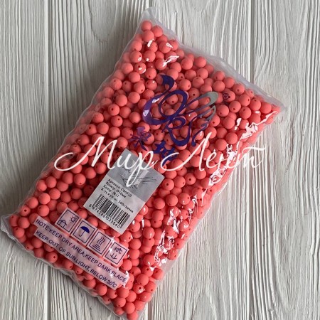Бусина матова "Зефірка", 8 мм, яскраво-коралова, шт.