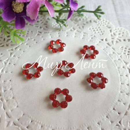 Серединка квіточка-ромбик (порожня), 11 мм, червона