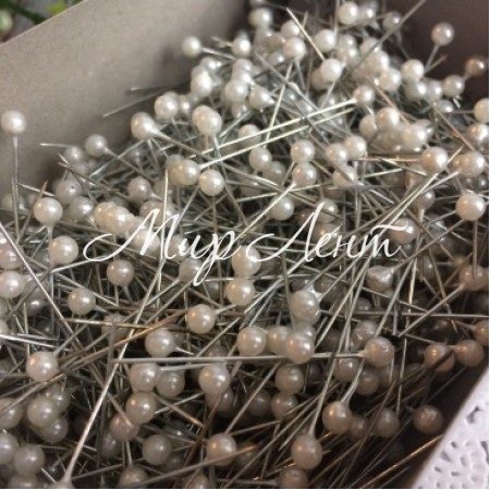 Булавки розсипом, 3,5 мм, з білою перлиною, упаковка