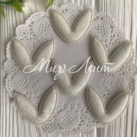 Аплікація вушка з глітером, білий перламутр, шт.