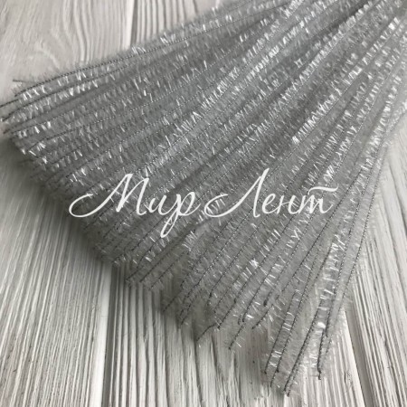 Синельний дріт із блискітками, 30 см, білий, ціна за шт.