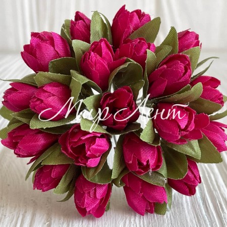 Пролісок, 2 см, темно-малиновий, пучок з 20 квіточок