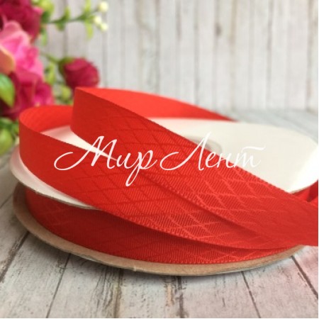 Атлас діагональ, 1 см, червоний, рулон 23 м