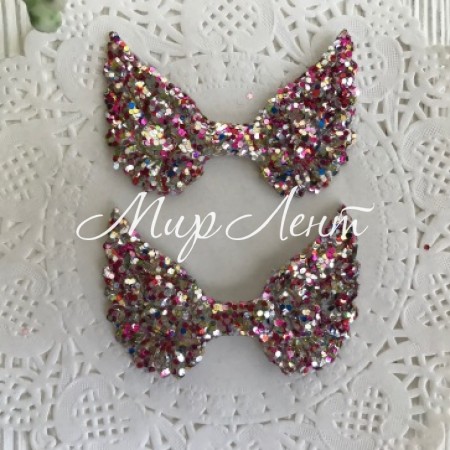 Аплікація крильця з паєтками, 3х5 см, золотисто-малиновий, шт.