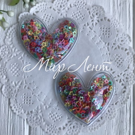 Силіконове серце з наповнювачем, 5 см, порожні різнокольорові зірки, шт.