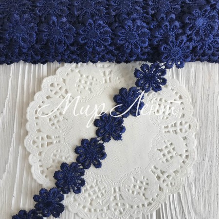 Мереживо відривне квіточка, 2,5 см, сапфіровий, метр