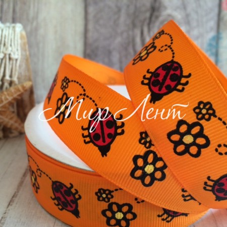 Репс 2,5 см, сонечко, помаранчевий