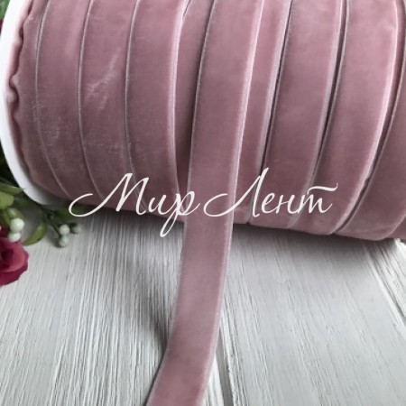 Стрічка велюр, 1,5 см, світло-пудровий, метр