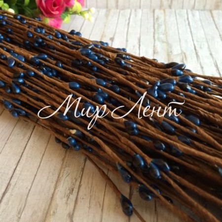 Декоративна гілочка з тичинками, 40 см, сапфірова