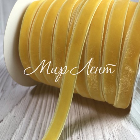 Стрічка велюр, 1 см, жовтий, метр