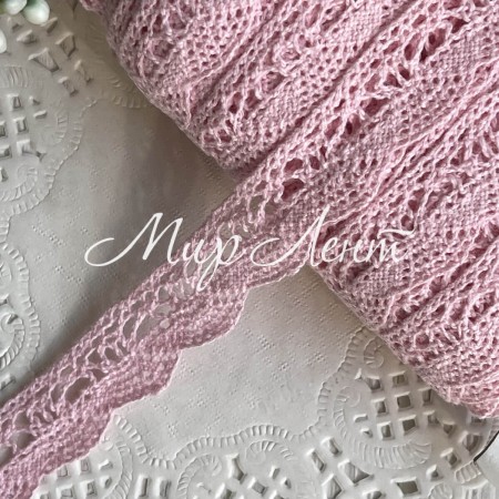 Мереживо в'язане Айріс (D03602), 1,8-2 см, світло-рожеве, метр