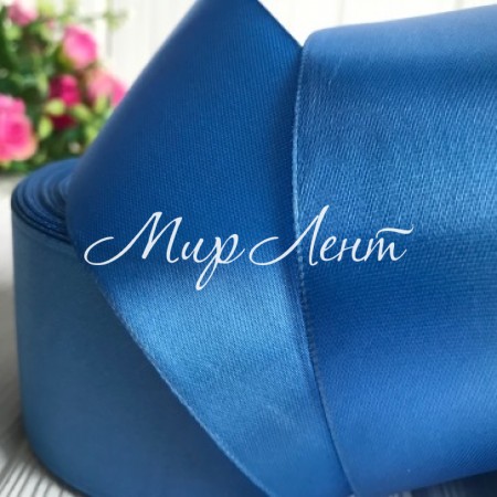 Атлас 5 см, светло-синий, рулон 33 м