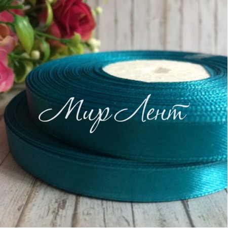 Атлас 0,9 см, бірюзовий, рулон 33 м