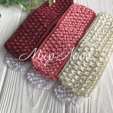 Пов'язка (тонка в'язка), 4 см, Мікс (бордовий-молочний-корал), упаковка 12 шт.