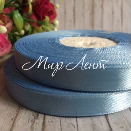 Атлас 0,9 см, блакитний, рулон 33 м