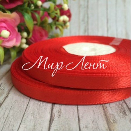 Атлас 0,6 см, красный, рулон 33 м