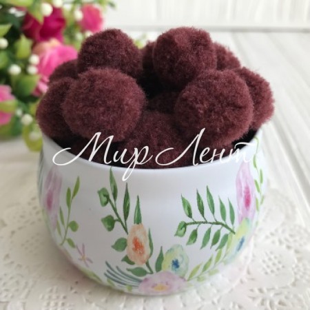 Помпони, 1,8 см, коричневий, ціна за 1 шт.