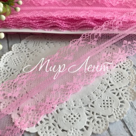 Мереживо павутинка, 4 см, яскраво-рожевий