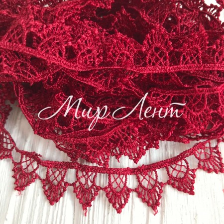 Мереживо макрамі "Софі", 1,8 см, бордове, метр