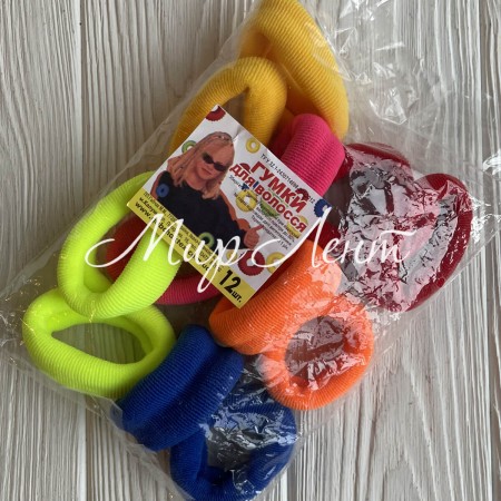 Резинка Калуш велюрчик, 5 см, салатово-малиново-красный, упаковка 12 шт.