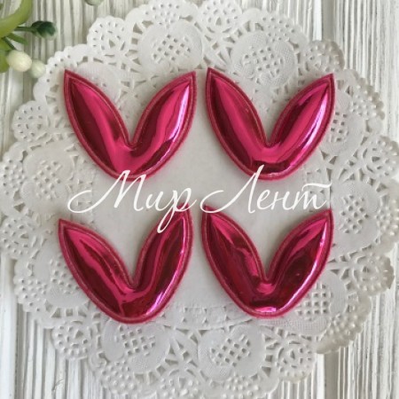 Аплікація лакові вушка, 3х3, 5 см, малиновий, шт.
