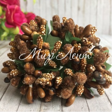 Веточка с тычинками, коричневая, пучок