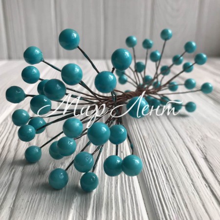 Калина глянсова, 8 мм, світло-бірюзова, шт.