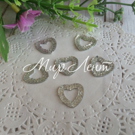 Серединка серце блиск з отвором, 16 мм, прозоре