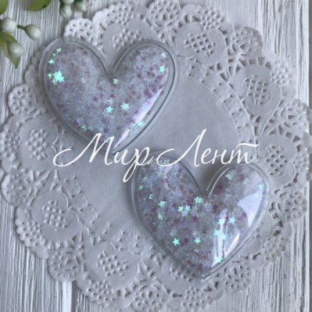 Силіконове серце із наповнювачем, 5 см, білі зірки, шт.