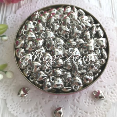 Підвіска серце (метал), 0,8 см, срібло, 1 шт.