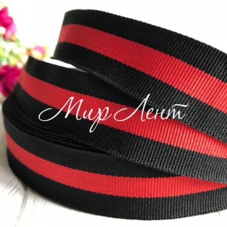 Стрічка Gucci, 2,5 см, чорно-червона смуга
