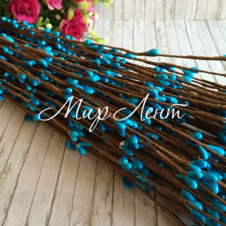 Декоративна гілочка з тичинками, 40 см, темно-бірюзова.