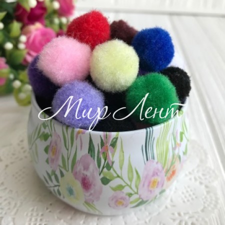 Помпони, 1,8 см, кольоровий мікс, ціна за 1 шт.