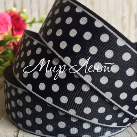 Репс горох/смужка, 2,5 см, сапфірово-білий