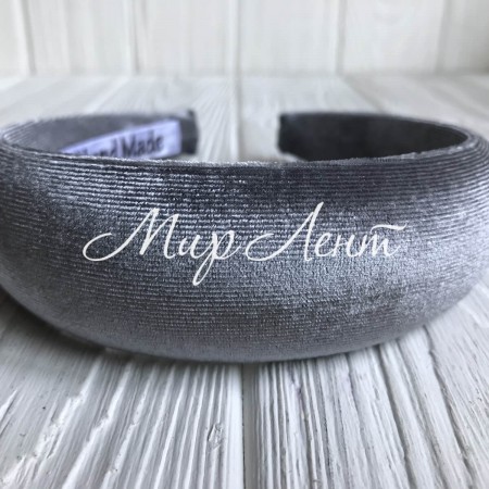 Обруч велюр, 4 см, серый, шт.