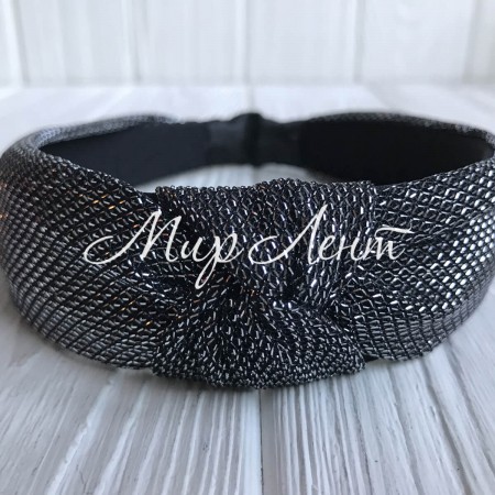 Обруч чалма блиск, 3 см, чорний зі сріблом, шт.