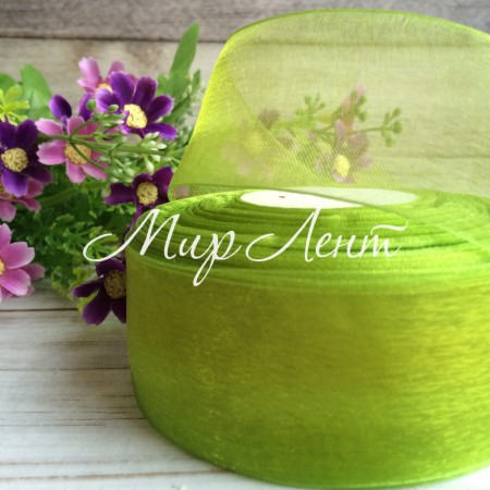 Органза 4 см, оливкова, метр