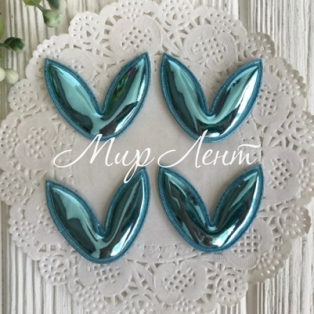 Аплікація лакові вушка, 3х3, 5 см, бірюзовий, шт.