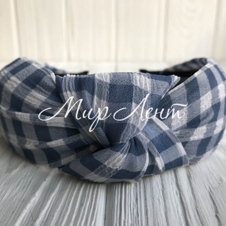 Обруч чалма шотландка, 4,5 см, сапфірово-білий, шт.