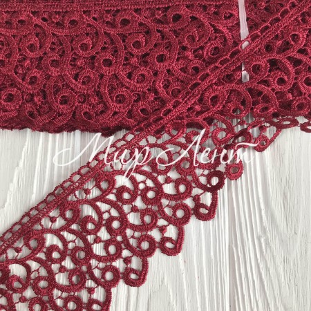 Мереживо макрамі "Сандра", 7,5 см, бордове, метр