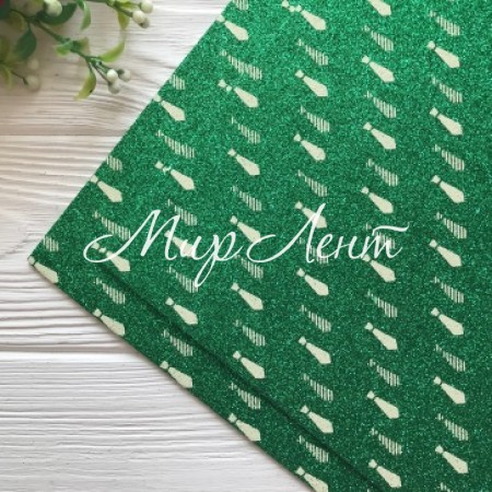 Фоамиран глиттерный с рисунком, 2 мм, зеленый с галстуками (вертикальный), шт.