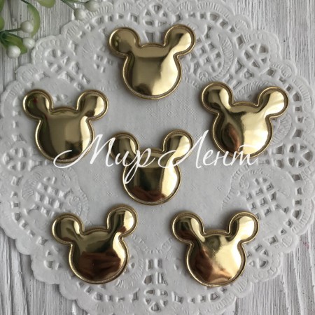 Аплікація Міккі екошкіра, 3,5 см, золото, шт.